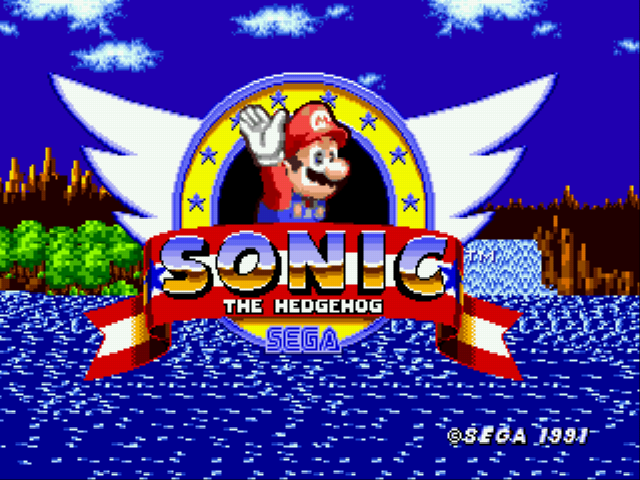 Mario in Sonic 1 (Somari) Title Screen